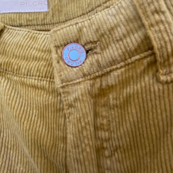 Pilcro Anthropologie Mustard Yellow Corduroy Straight Crop Pants- Sz-28 - Picture 7 of 15